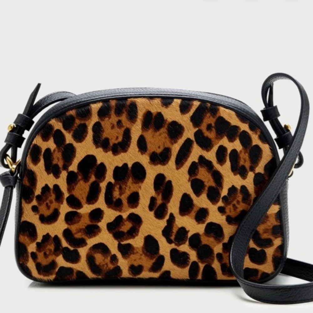 J.Crew Devon Camera Bag in Leather & Leopard-print Calf Hair